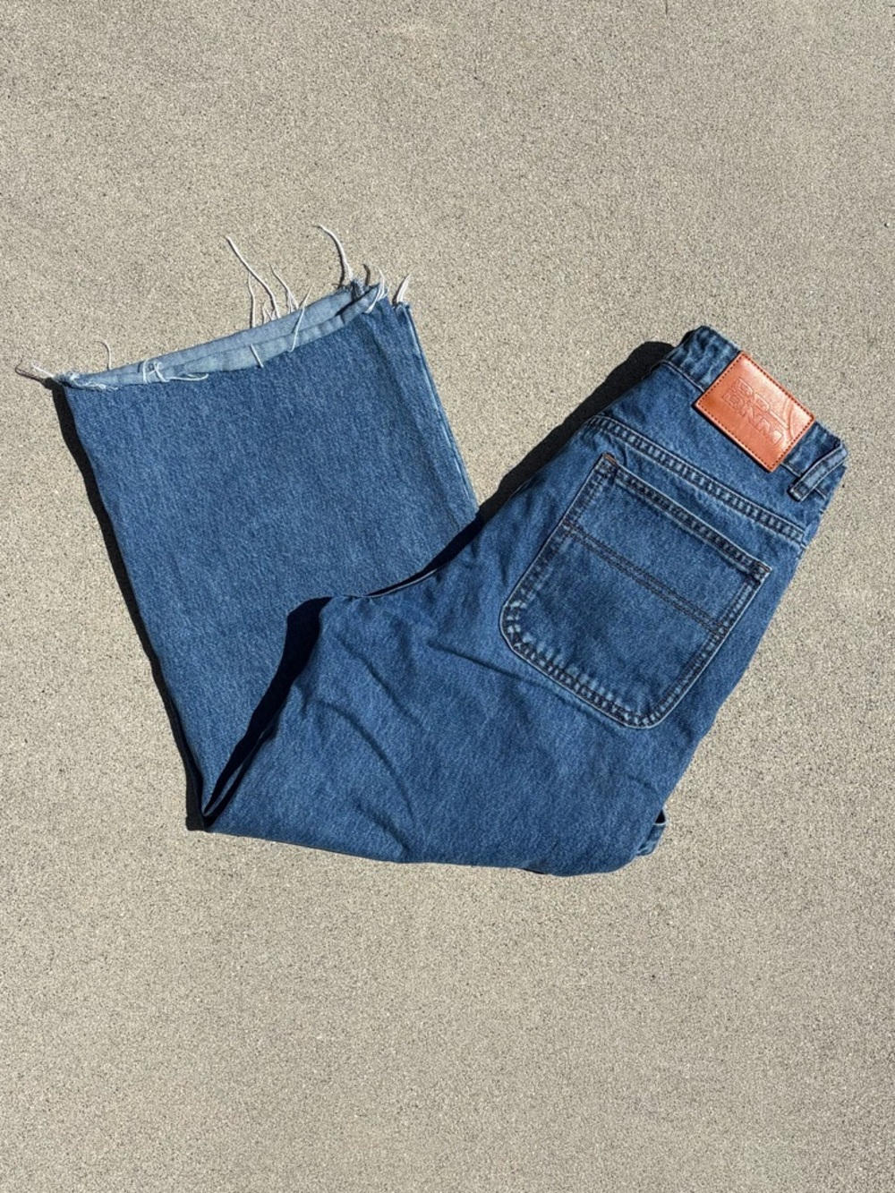Princess Polly Classic Blue Cropped Frayed-Hem Jeans